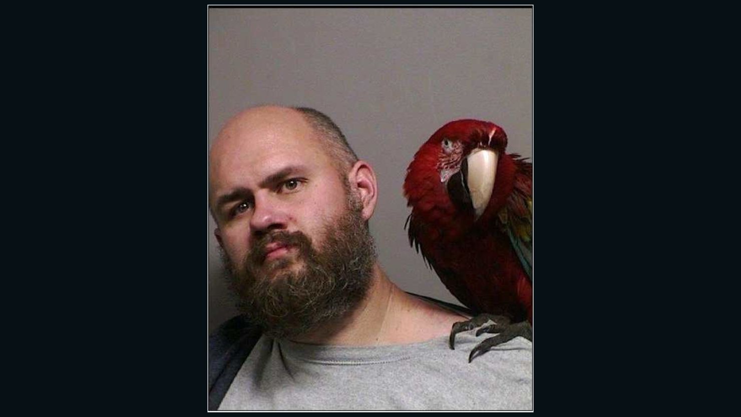 Craig Buckner appeared in court with his companion parrot, "Bird."