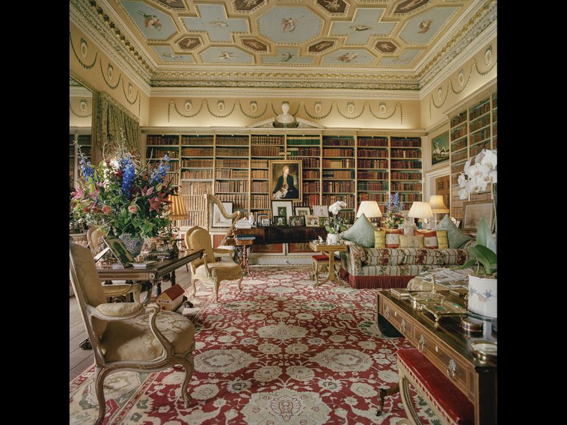 The large library in Goodwood House, West Sussex, England. The house has been passed down to the Dukes of Richmond since 1697 and now sits with the son of the 10th Duke, Charles the Earl of March and Kinara. The Earl revived the house's sporting history by reopening its racetrack which now hosts hundred of thousands of visitors each year. "Goodwood, in other words, is Downtown Abbey meets NASCAR," writes James Reginato in "Great Houses: Modern Aristocrats."