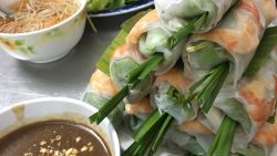 The Vietnamese spring roll, not to be confused with its fried cousin, is a popular appetizer commonly made with slices of pork belly, shrimp, cold vermicelli noodles, and veggies like lettuce, mint and chives.