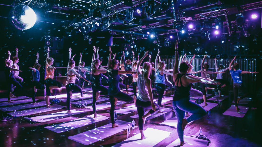 A yoga class at London's Ministry of Sound. 