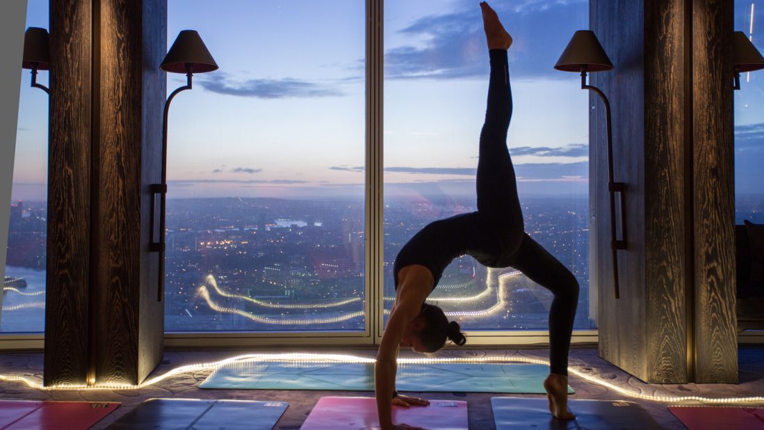 Fat Buddha Yoga runs pop-up classes at the Shangri-La Hotel inside The Shard in London. 