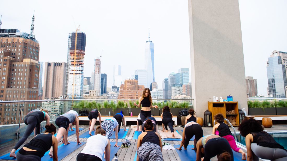 Also in summertime, the <a href="http://www.jameshotels.com/new-york" target="_blank" target="_blank">James Hotel</a> in New York plays host to Serene Social's rooftop yoga. 