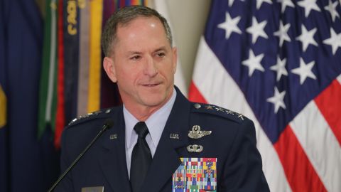 Gen. David Goldfein delivers brief remarks after it is announced that he is the nominee to be the next U.S. Air Force chief of staff in the Secretary's Dining Room at the Pentagon April 29, 2016 in Arlington, Virginia. 