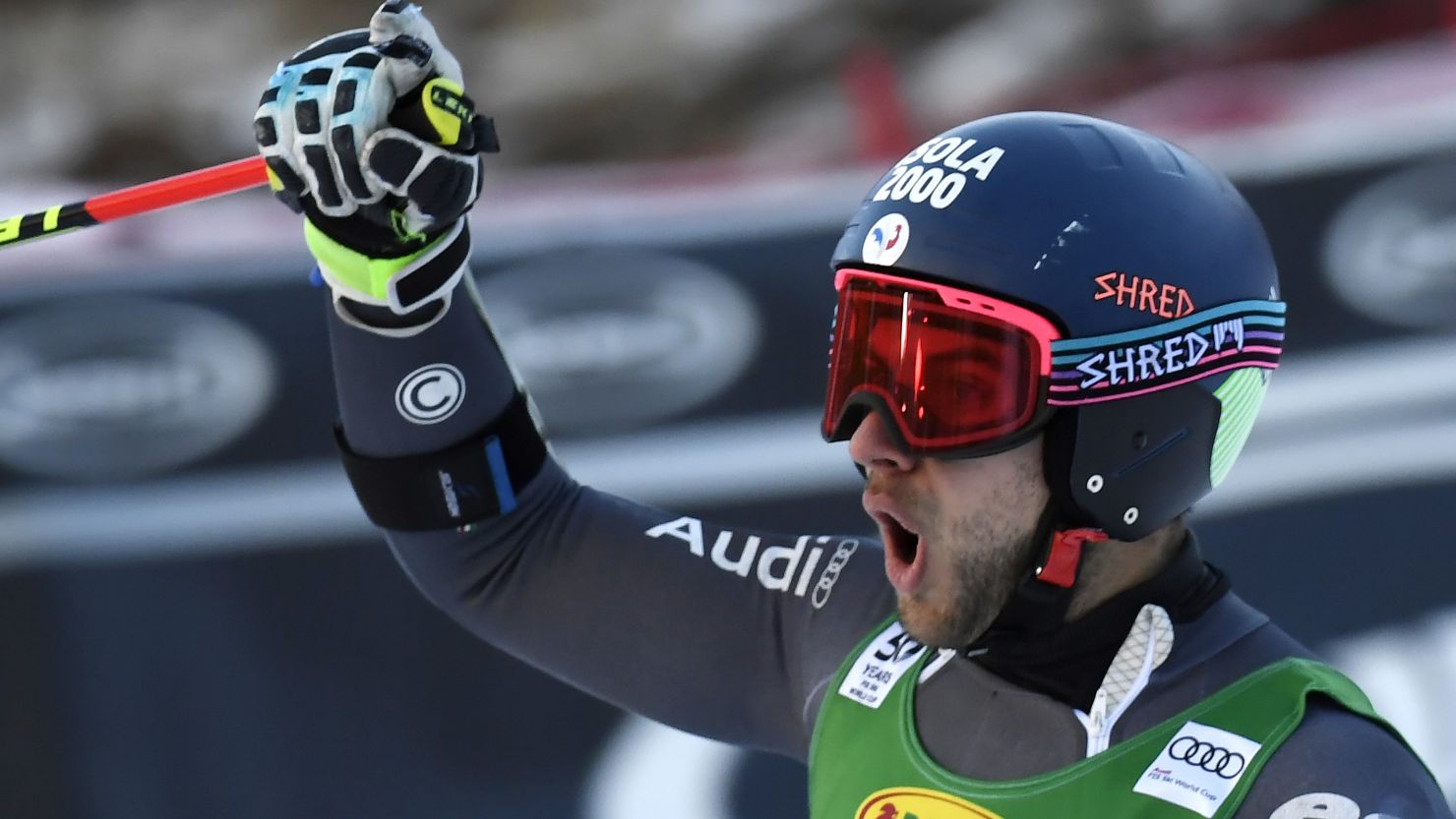 France's Mathieu Faivre was securing his maiden World Cup victory in the giant slalom at Val d'Isere.