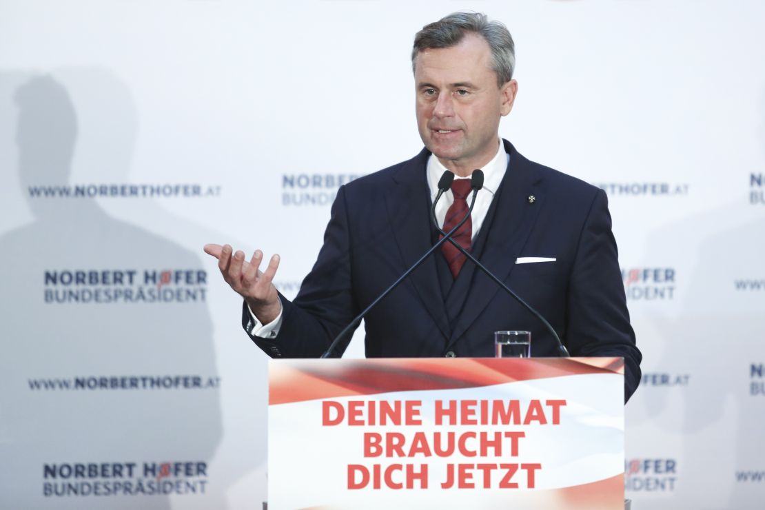 Norbert Hofer, presidential candidate for the right-wing populist Austria Freedom Party came second in the 2016 election.
