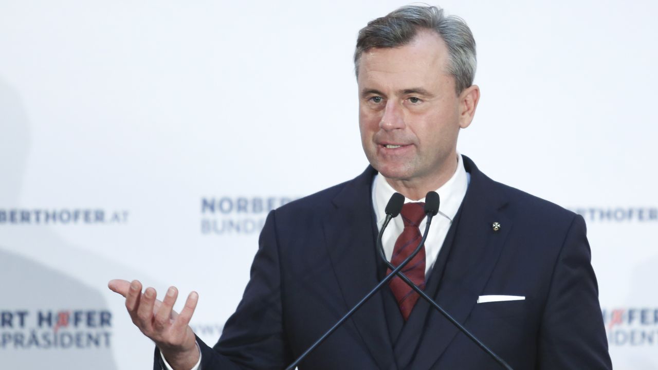 Norbert Hofer, presidential candidate for the right-wing populist Austria Freedom Party came second in the 2016 election.