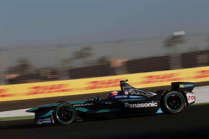 Jaguar Racing's Mitch Evans on track at the Marrakech ePrix in November. 