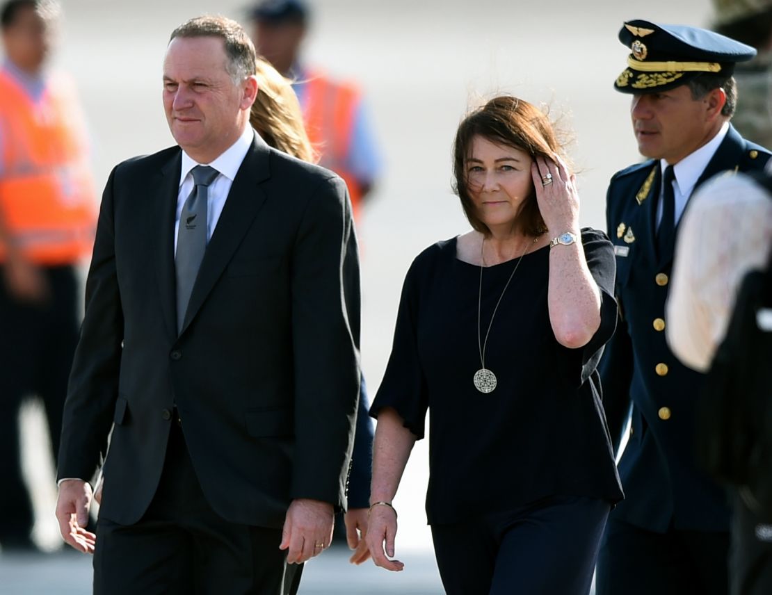 New Zealand's Prime Minister John Key and his wife Bronagh arrive for APEC talks in Lima, November 18, 2016.