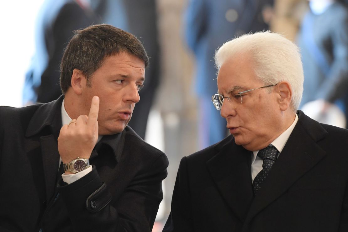 Renzi, left, met with President Sergio Mattarella Monday.