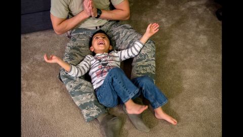 The Gates family lives on Beale Air Force Base in central California. When Evan's older sister was 3 months old, his father, James, deployed overseas for a year. He could be deployed again any time.