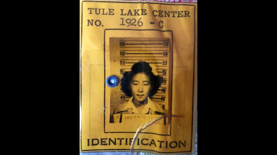 Traci Tamura's mom's ID from Tule Lake prison camp in 1945.