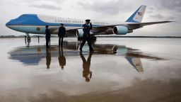 Air Force One on the tarmac at Andrews Air Force Base.