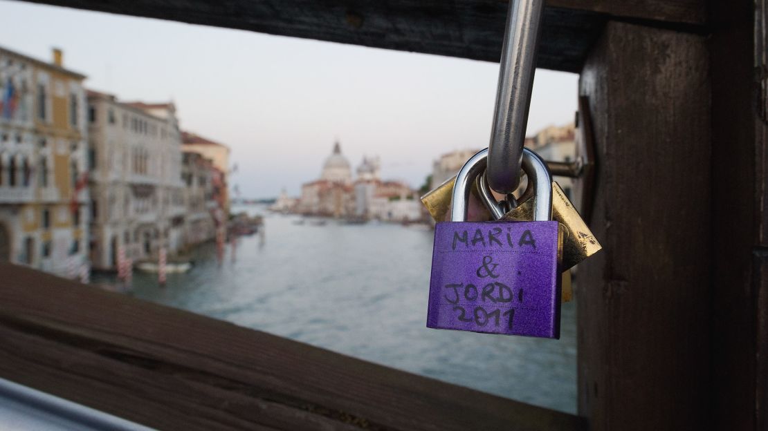 Paris may be famous for its love locks, but they can be seen all over the world. In Venice, Italy, Ponte dell'Accademia also shows the trend.