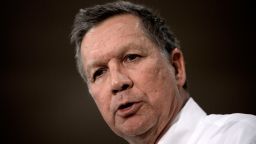 Republican presidential candidate John Kasich speaks during a town hall style campaign stop at the Crowne Plaza on April 19, 2016 in Annapolis, Maryland. The Maryland presidential primary will be held on April 26. / AFP / Olivier Douliery        (Photo credit should read OLIVIER DOULIERY/AFP/Getty Images)