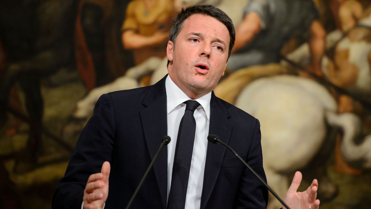 Italian Prime Minister Matteo Renzi speaking after the referendum in Rome on Sunday.