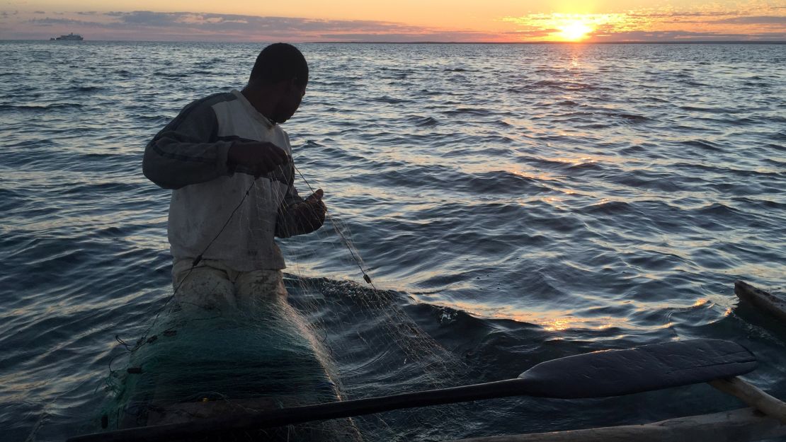Hary wakes well before dawn to cast fishing nets into the Mozambique Channel. 