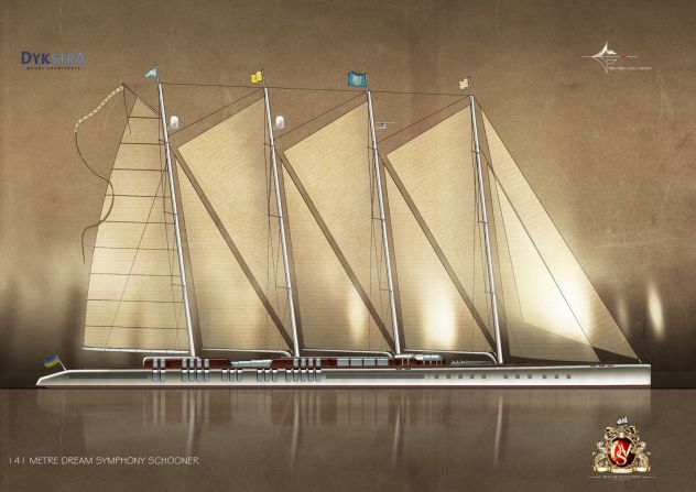 At 141 meters (462 feet) long, Dream Symphony will be the world's largest yacht to be powered by sail alone when it launches. 