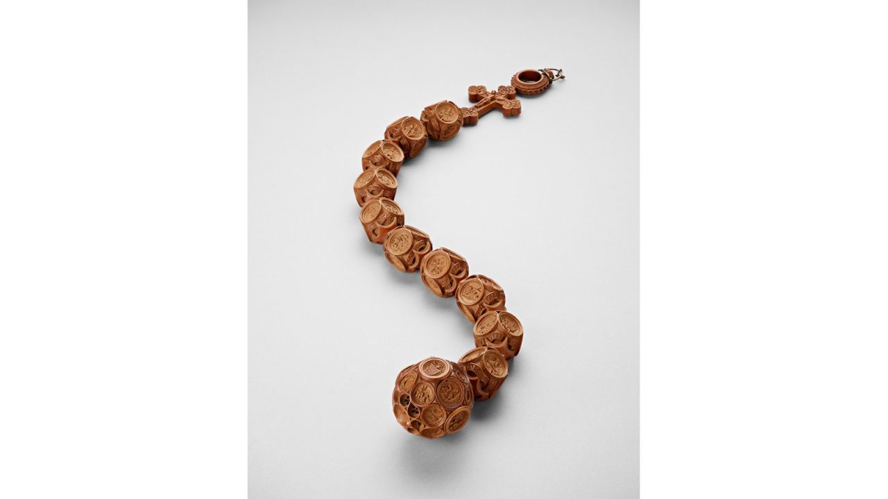 The Chatsworth Rosary, made between 1509 and 1526, was originally owned by Henry VIII and his first wife, Catherine of Aragon. The exhibition is the first time it's being displayed in North America. 