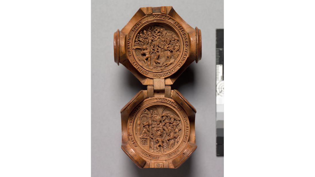 The interior of the bead exemplifies the great detail the boxwood miniatures are known for. 