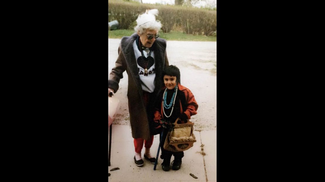 Alex Jinkinson as a child with her grandmother. 