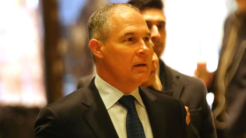 Oklahoma Attorney General Scott Pruitt arrives at Trump Tower on December 7, 2016 in New York City.