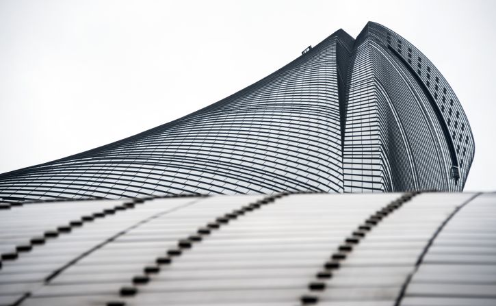 A look up at the 2,073-foot-high (632m) Shanghai Tower.