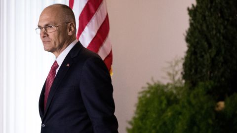 BEDMINSTER TOWNSHIP, NJ - NOVEMBER 19: (L to R) Andrew Puzder, chief executive of CKE Restaurants, exits after his meeting with president-elect Donald Trump at Trump International Golf Club, November 19, 2016 in Bedminster Township, New Jersey. Trump and his transition team are in the process of filling cabinet and other high level positions for the new administration. (Photo by Drew Angerer/Getty Images)