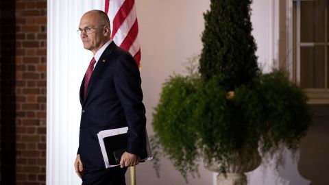 BEDMINSTER TOWNSHIP, NJ - NOVEMBER 19: (L to R) Andrew Puzder, chief executive of CKE Restaurants, exits after his meeting with president-elect Donald Trump at Trump International Golf Club, November 19, 2016 in Bedminster Township, New Jersey. Trump and his transition team are in the process of filling cabinet and other high level positions for the new administration. (Photo by Drew Angerer/Getty Images)