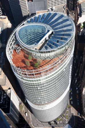 1 Bligh Street is home to a central atrium that naturally ventilates air throughout the entire building. It also incorporates solar panels, rain water recycling and an efficient air-conditioning system. 