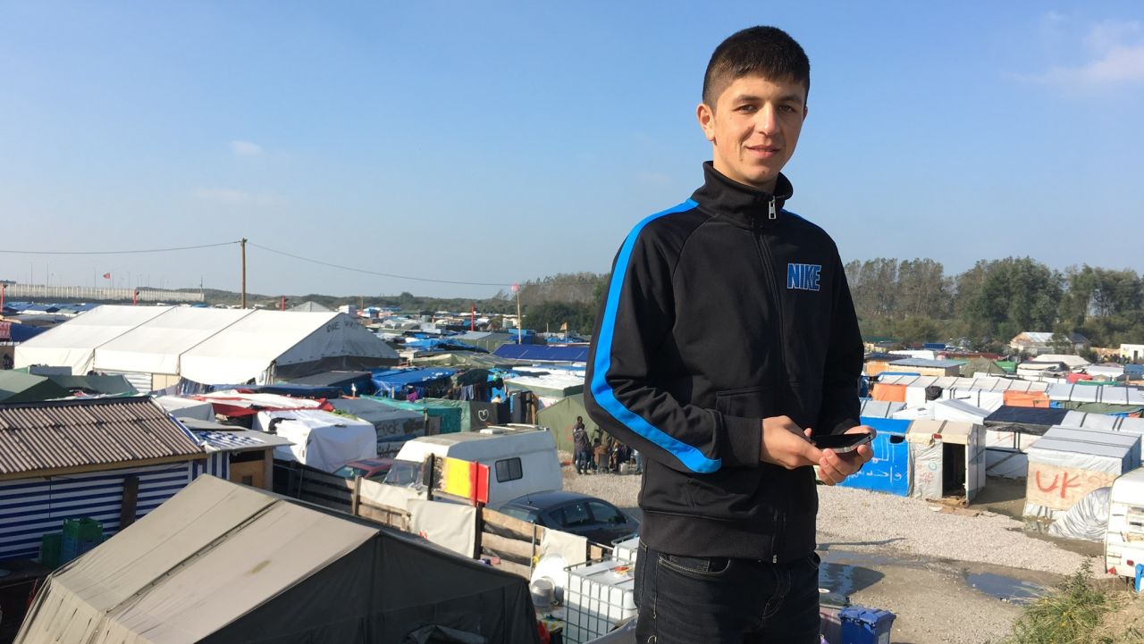 Muhamed lived in the Jungle camp in Calais while trying to reach the UK, where his uncle lives.