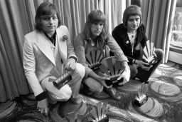 Greg Lake, left, with bandmates Keith Emerson, center, and Carl Palmer in 1972.