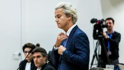 Dutch member of Parliament Geert Wilders (C), of the far-right Freedom Party (PVV), speaks in the courthouse of Schiphol, the Netherlands, on November 23, 2016, during the last day of his hate speech trial.
Wilders remained unapologetic as his hate speech trial drew to a close on November 23, saying "millions of Dutch citizens will be convicted with me" if he is found guilty. The firebrand far-right politician faces charges of insulting a racial group and inciting racial hatred after comments he made about Moroccans living in the Netherlands. / AFP / ANP / Remko de Waal / Netherlands OUT        (Photo credit should read REMKO DE WAAL/AFP/Getty Images)