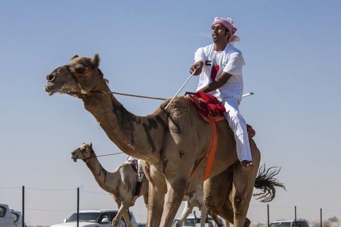 The challenging race lasts more than 90 minutes for most competitors.  Al Hammadi finished in 1 hour, 8 minutes. 