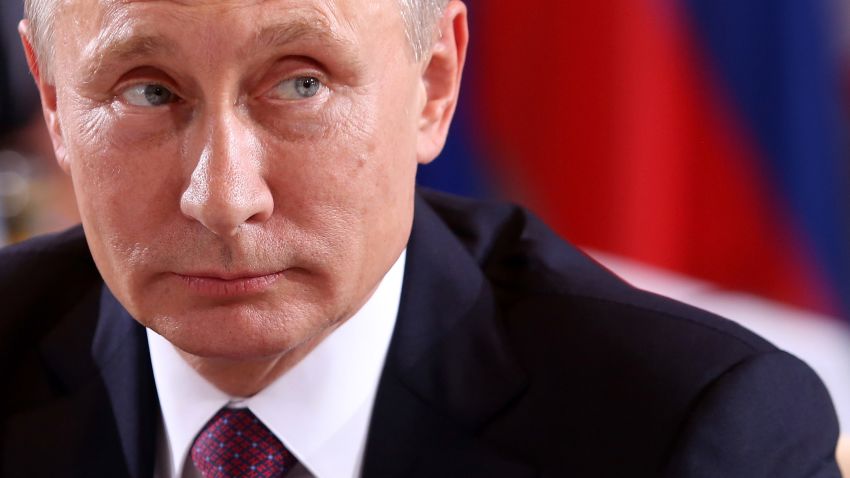 BERLIN, GERMANY - OCTOBER 19: Russian President Vladimir Putin attends a meeting to discuss the Ukrainian peace process at the German federal Chancellery on October 19, 2016 in Berlin, Germany. The leaders of Russia, Ukraine, France and Germany, known as the Normandy Four, met in Berlin to discuss implementation of the peace plan known as the Minsk Protocol, a roadmap for resolving the conflict in Ukraine after Russian forces invaded in 2014 and annexed the peninsula of Crimea. The United States has threatened renewed sanctions on Russia if the country did not either implement the plan in the coming months or arrive at a plan on how to do so. (Photo by Adam Berry/Getty Images)
