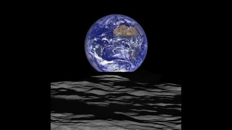 Earth from NASA's Lunar Reconnaissance Orbiter in orbit around the moon. The only planet in our solar system with an abundance of water, over 70%, thus named the 'blue planet'.