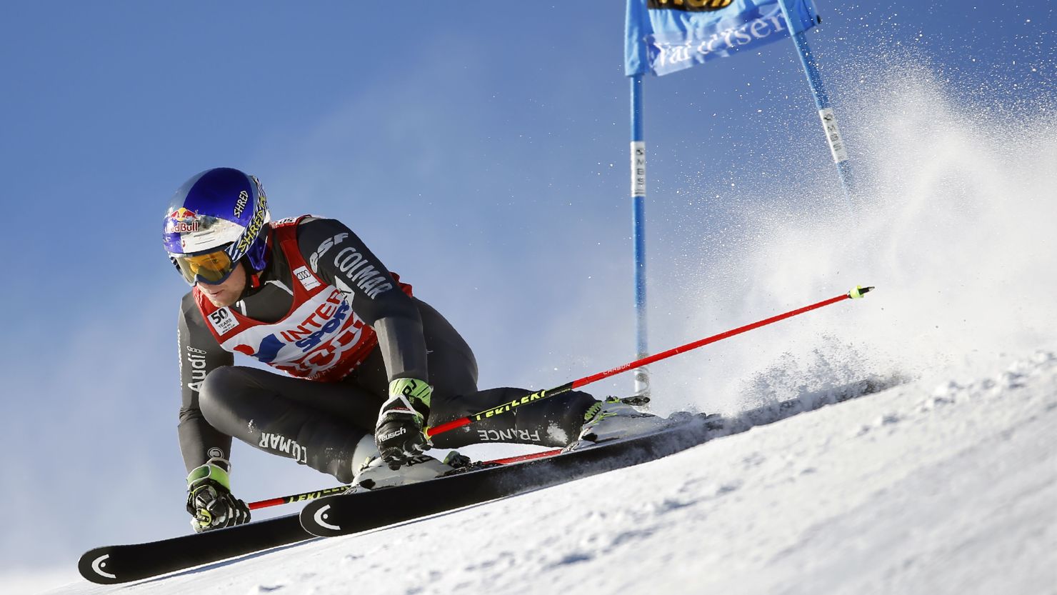 France's Alexis Pinturault wins the men's giant slalom in Val d'Isere.