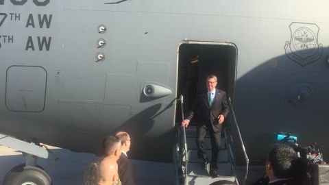 US Secretary of Defense Ash Carter arrives in Baghdad Sunday during an unannounced visit to Iraq.