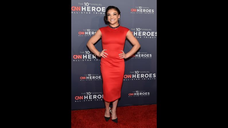 Olympic gymnast and <a href="http://www.cnn.com/2016/11/23/entertainment/dancing-with-the-stars-winner/">recent "Dancing With The Stars" winner</a> Laurie Hernandez is one of several celebrities at the 10th annual "CNN Heroes All-Star Tribute." 