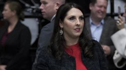 Michigan Republican Party Chair Ronna Romney McDaniel exits the stage after speaking ahead of President-elect Donald Trump at the DeltaPlex Arena, December 9, 2016 in Grand Rapids, Michigan. President-elect Donald Trump is continuing his victory tour across the country. (Photo by Drew Angerer/Getty Images)