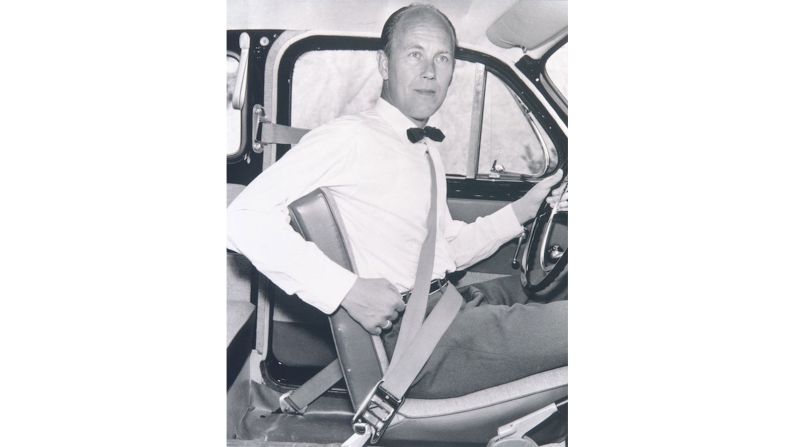 Volvo engineer Nils Bohlin used his aviation experience to invent a three-point safety belt. The Swedish brand then opened up the patent so other manufacturers could introduce the life-saving technology.
