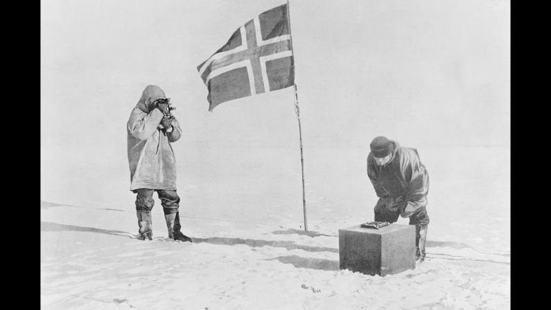 On December 14, 1911, a Norwegian team led by Roald Amundsen became the first explorers to reach the South Pole. Thirty-four days later, a British team led by Robert Falcon Scott arrived, only to find out it was second.