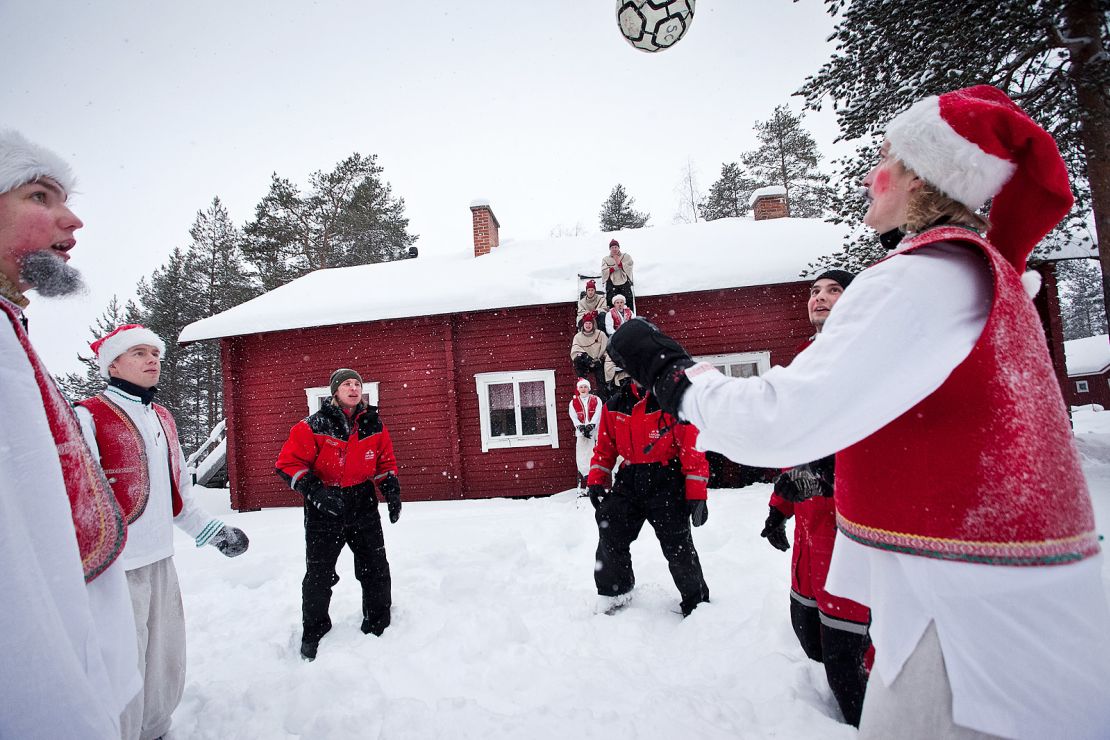 Heading the ball with a Santa hat could prove tricky.