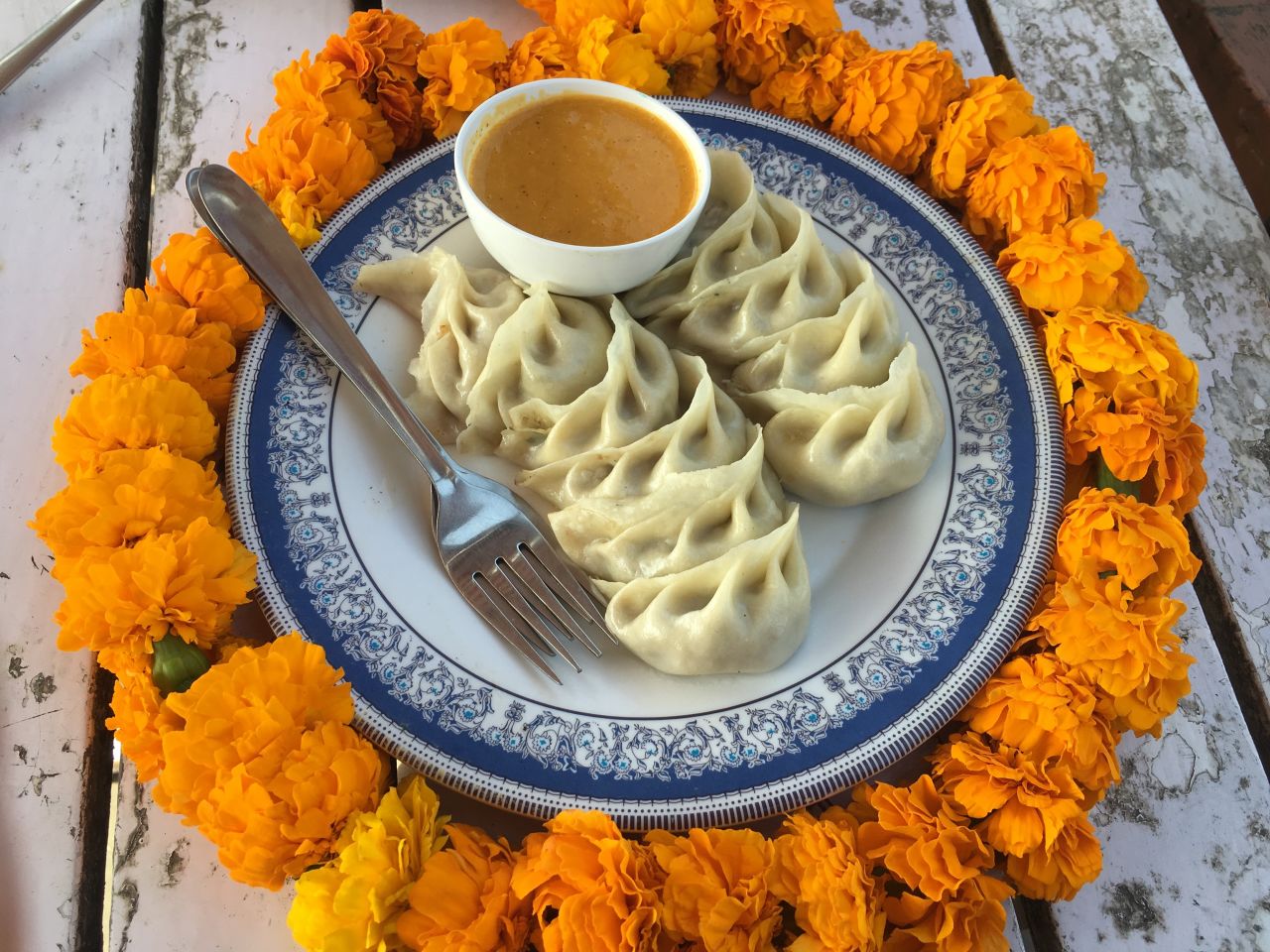 Steamed dumplings are one of Nepal's most famous offerings. These half-fried, half-steamed momos contain buffalo meat.