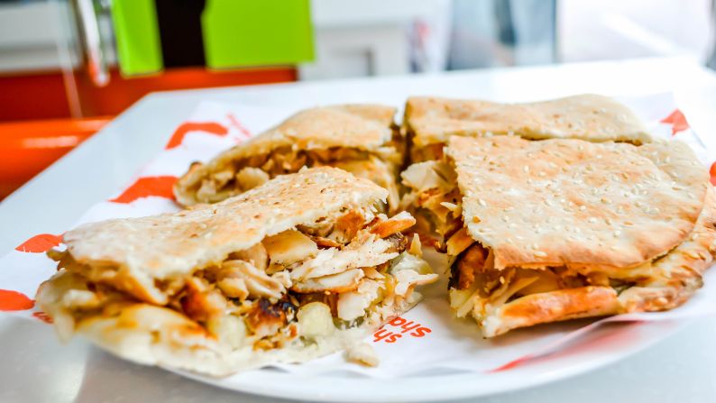 Its sandwiches -- chicken or beef -- using its in-house baked kaakeh topped with sesame seeds, are the most popular item on the menu. 