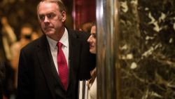 U.S. Rep. Ryan Zinke (R-MT) arrives at Trump Tower, December 12, 2016 in New York City. President-elect Donald Trump and his transition team are in the process of filling cabinet and other high level positions for the new administration. 