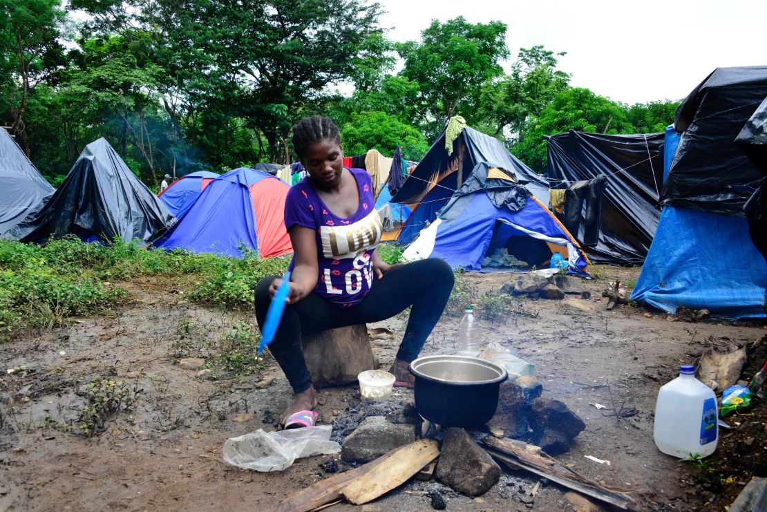 A migrant camp in Penas Blancas, Costa Rica, close to the border with Nicaragua on July 19, 2016. 
Hundreds of tents shelter Haitian, Congolese, Senegalese and Ghanaian migrants waiting to continue their journey to the United States.