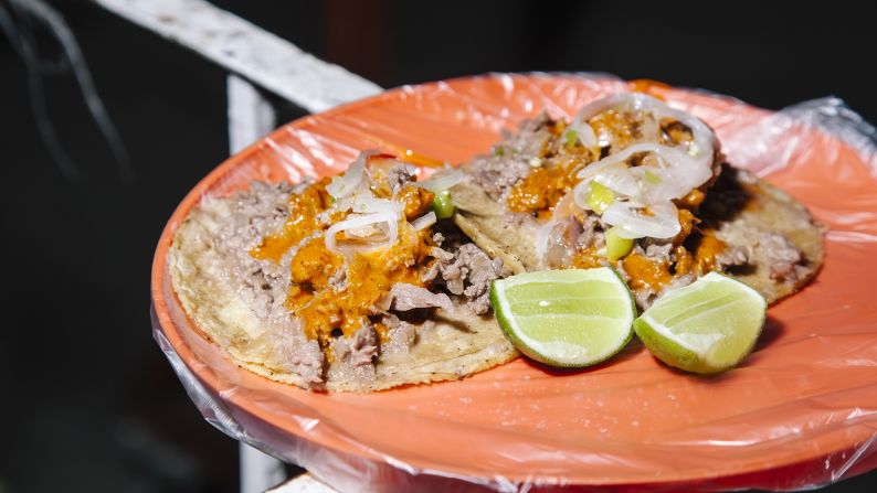 Their specialty, taco Manolo, melds chopped steak with bacon and flecks of caramelized onion. It can be ordered on corn tortillas or pan árabe, a flat wheat bread brought by Lebanese immigrants.