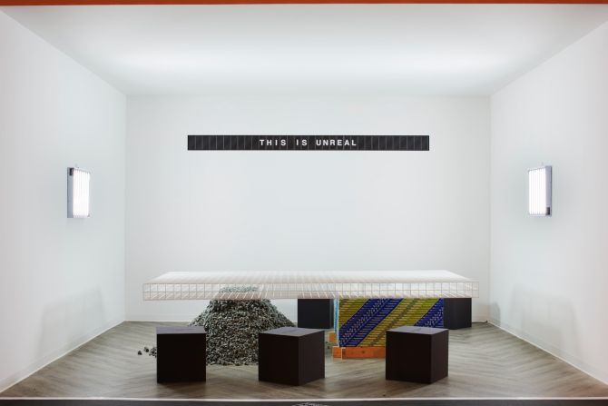 Virgil Abloh of fashion label Off-White presented an abstract impression of furniture design. 
