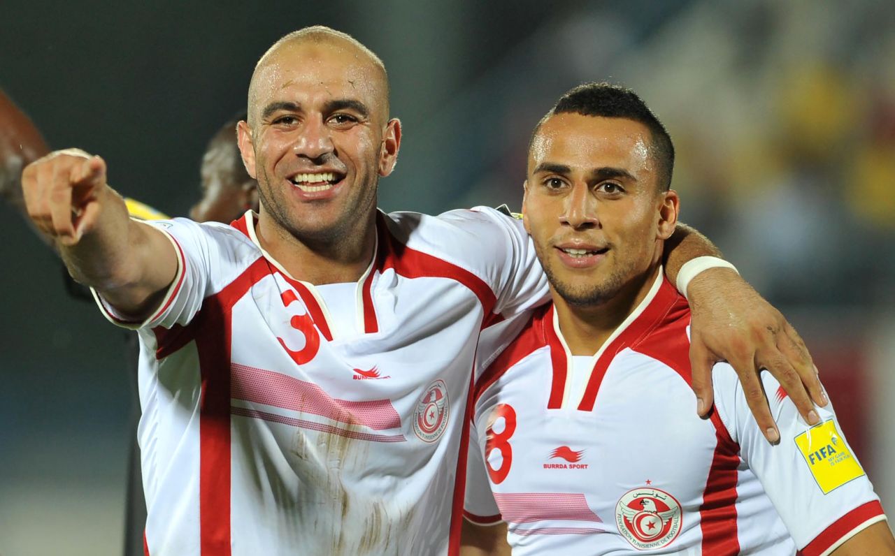 <strong>Aymen Abdennour, Tunisia: </strong>Although central defender Abdennour (left, with teammate Anis Ben Hatira) is the most experienced outfield player for the Eagles, at the age of 27 he's still in his footballing prime. The former Monaco player signed with Valencia last season as a replacement for Manchester City-bound Nicolás Otamendi. 