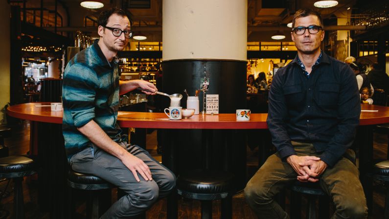 <strong>Spiller Park Coffee -- </strong>Ponce City Market's prime coffee spots is a collaboration between Dale Donchey (left) and noted Empire State South chef Hugh Acheson (right), who also has three other restaurants in Georgia (two in Athens and one in Savannah). 